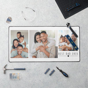Best Dad Ever 3 Photo Collage Personalized Desk Mat