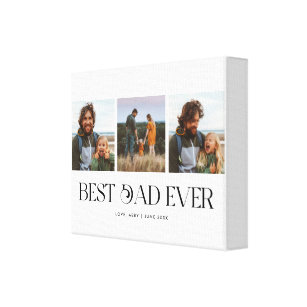 Best Dad Ever    3-Photo Father's Day Retro Canvas Print