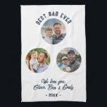 Best Dad Ever 3 Photos Father`s Day Keepsake Kitchen Towel<br><div class="desc">Best Dad Ever 3 Photos Father`s Day Keepsake kitchen towel. 3 pictures in a circle frame. Add 3 photos,  text and year. A perfect kitchen gift and a sweet keepsake for Father`s Day for father or grandfather.</div>