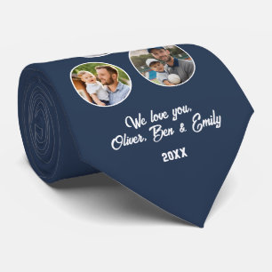 Best Dad Ever 3 Photos Father`s Day Keepsake Neck Tie