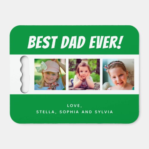 Best Dad Ever  3 Photos Green Seat Cushion
