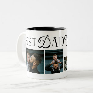 Best Dad Ever 3 Photos Heart fathers Day Gifts Two-Tone Coffee Mug