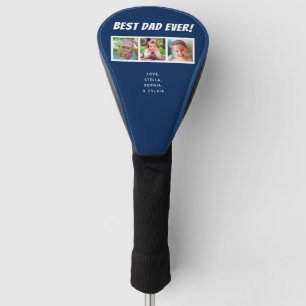 Best Dad Ever 3 Photos on Dark Blue Golf Head Cove Golf Head Cover