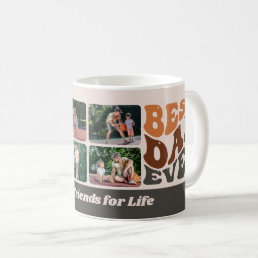 Best Dad Ever 4 Photo and Groovy Retro Typography Coffee Mug