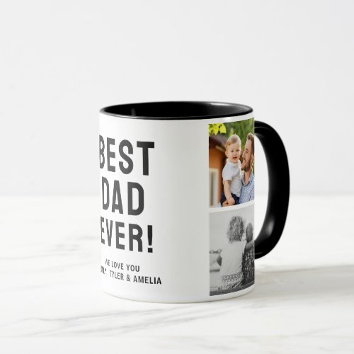 Best Dad Ever 4 Photo Collage Black Mug