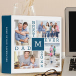 Best Dad Ever 4 Photo Collage Blue and White 3 Ring Binder<br><div class="desc">Best Dad Ever personalized ring binder - perfect for dad's home office. The photo template is set up for you to create your own unique photo collage with 4 of your favorite family pictures. The photos are divided with the wording "best dad ever" and you can also add dad's initial,...</div>