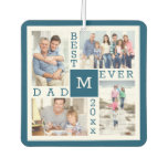 Best Dad Ever 4 Photo Collage Blue & White Custom Air Freshener Best Dad Ever 4 Photo Collage Blue & White Custom Air Freshener