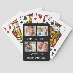 Best Dad Ever 4 Photo Collage Fun Keepsake Poker Cards
