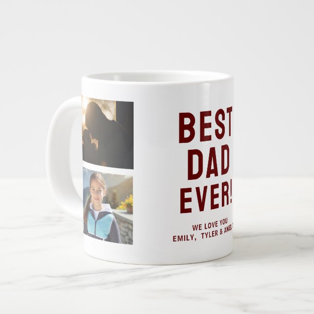 Best Dad Ever 4 Photo Collage Giant Coffee Mug (Front Left)
