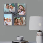 Best Dad Ever 4 Photo Collage Grey Square Wall Clock<br><div class="desc">Modern style photo clock for the best dad ever in neutral color palette to suit your decor. The design is lettered with "best dad ever [year]" in skinny font typography and you can customize the year and also edit dad to papa or daddy for example, if required. The photo template...</div>