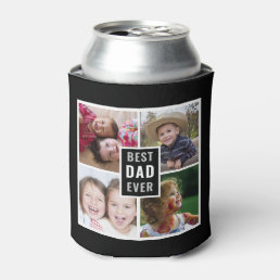 Best Dad Ever 4 Photo Collage Personalized Black   Can Cooler