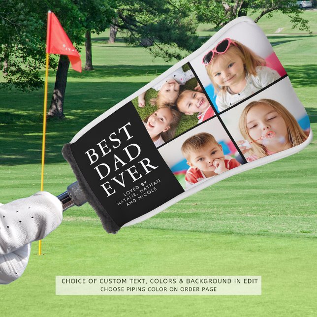 BEST DAD EVER 4 Photo Collage Personalized Golf Head Cover (Creator Uploaded)