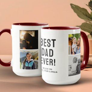 Best Dad Ever 4 Photo Collage Red Mug