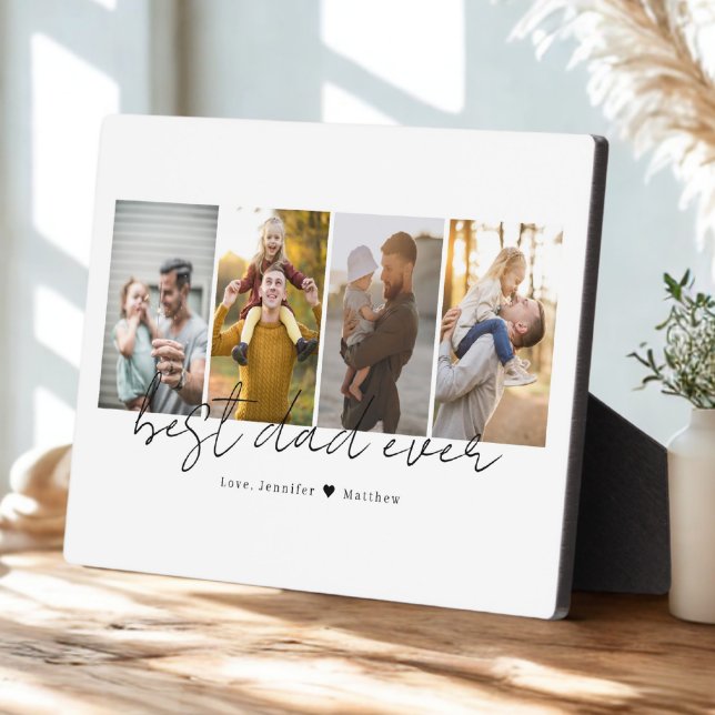 Best Dad Ever 4 Photos Collage Custom Plaque (Creator Uploaded)