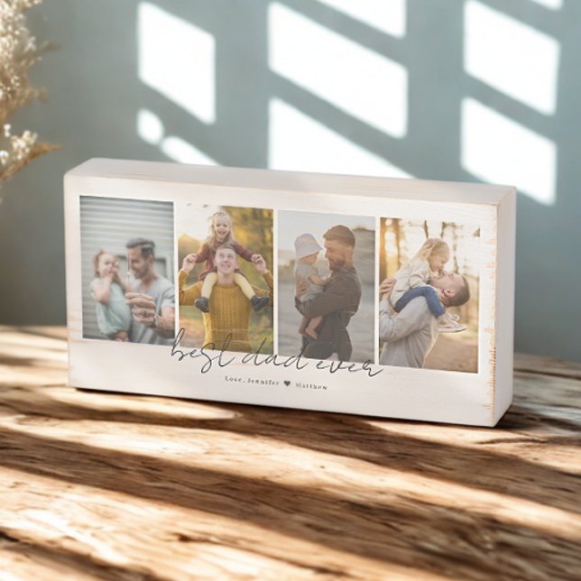 Best Dad Ever 4 Photos Collage Custom Wooden Box Sign (Creator Uploaded)