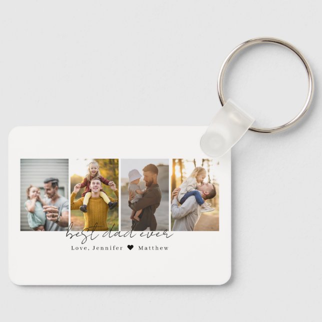 Best Dad Ever 4 Photos Collage Gift for Father Keychain (Front)