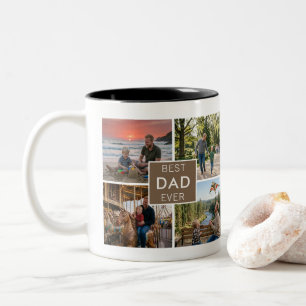 Best Dad Ever 4 Photos collage Personalized Two-Tone Coffee Mug