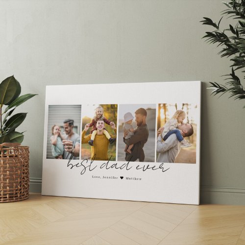 Best Dad Ever 4 Photos Dad Cutout Photo Collage Canvas Print
