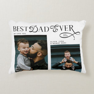 Best Dad Ever 4 Photos Modern Fathers Day Gifts Accent Pillow