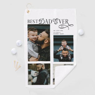 Best Dad Ever 4 Photos Modern Fathers Day Gifts Golf Towel