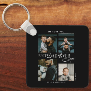 Best Dad Ever 4 Photos Modern Fathers Day Gifts Keychain