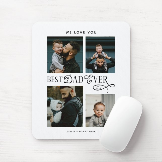  Best Dad Ever 4 Photos Modern Fathers Day Gifts Mouse Pad (With Mouse)
