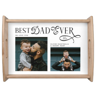  Best Dad Ever 4 Photos Modern Fathers Day Gifts Serving Tray