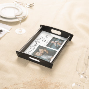 Best Dad Ever 4 Photos Modern Fathers Day Gifts Serving Tray