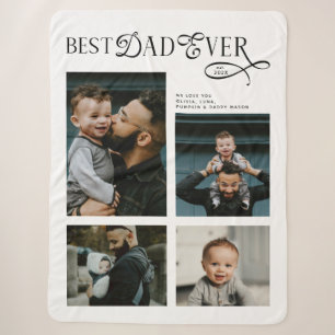 Best Dad Ever 4 Photos Modern Fathers Day Gifts Sherpa Blanket