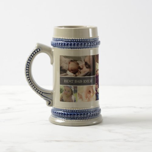 Best Dad Ever 5 Photo Collage Fathers day Beer Stein