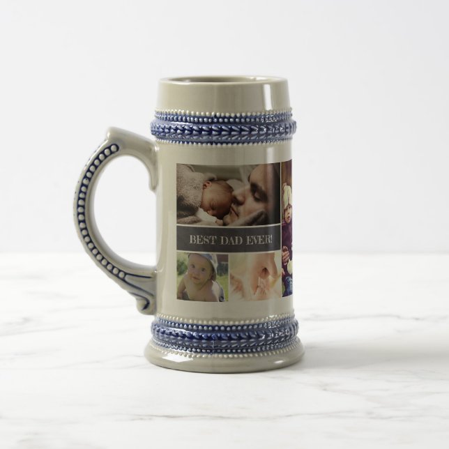 Best Dad Ever 5 Photo Collage Father's day Beer Stein (Left)