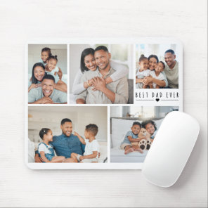 Best Dad Ever | 5 Photo Collage Grid Personalized  Mouse Pad