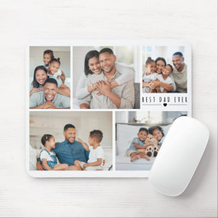Best Dad Ever   5 Photo Collage Grid Personalized  Mouse Pad