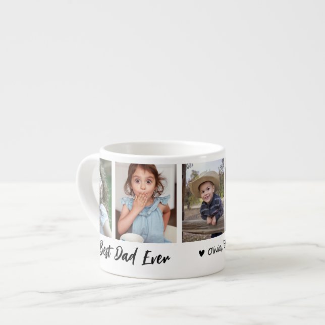 Best Dad Ever 5 Photo Collage Personalized  Espresso Cup (Front Left)