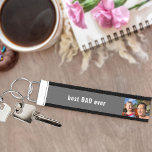 Best Dad Ever 5 Photo | Grey and White Wrist Keychain<br><div class="desc">Wrist keychain personalized with 5 photos and lettered with "best DAD ever" (editable), in bold typography. The photo template is set up for you to add 5 of your favorite pictures, which are displayed in square / instagram and horizontal landscape formats. The design has white typography on a grey background....</div>