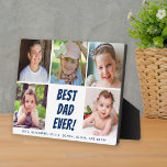 Best Dad Ever 5 Photos Family Plaque<br><div class="desc">This plaque is an awesome Christmas,  Father's Day or birthday gift for your dad. Personalize this with 5 photos of children or dad. "Best Dad Ever" appears in a bold navy blue text.</div>