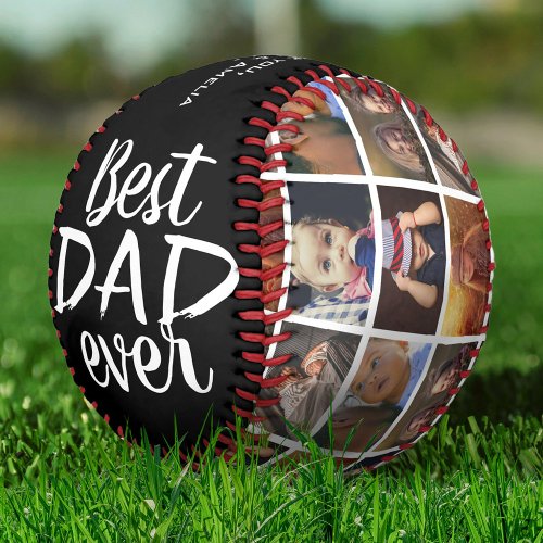 Best Dad Ever 6 Photo Collage Black Baseball