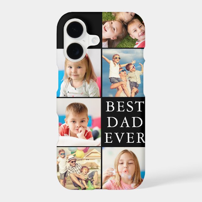 BEST DAD EVER 6 Photo Collage Case-Mate iPhone Case (Back)