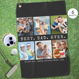 BEST DAD EVER 6 Photo Collage Custom Color Golf Towel