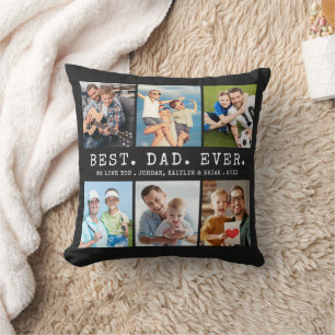 BEST DAD EVER 6 Photo Collage Custom Color Throw Pillow