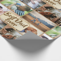 Best dad ever 6 photo collage rustic jute country wrapping paper