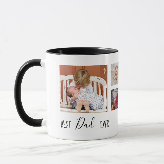 Best Dad Ever 6 Photo Collage White Mug (Left)
