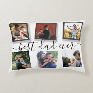 Best Dad Ever 6 Photo Instagram Collage Accent Pillow