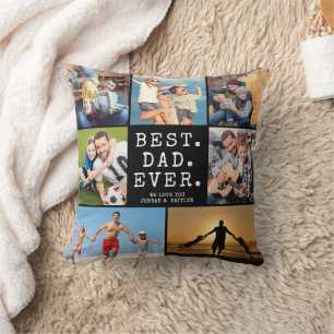 BEST DAD EVER 7 Photo Collage Your Color Throw Pillow