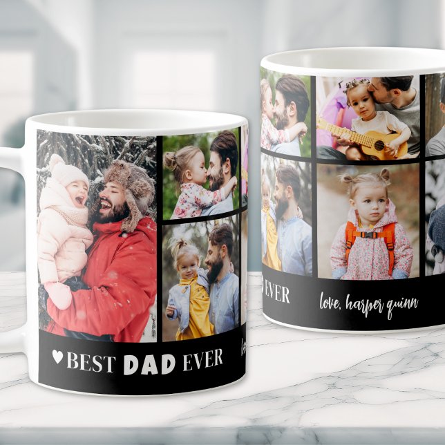 Best Dad Ever 8 Photo Collage Fathers Day Coffee Mug (Best Dad Ever 8 Photo Collage Fathers Day Coffee Mug)