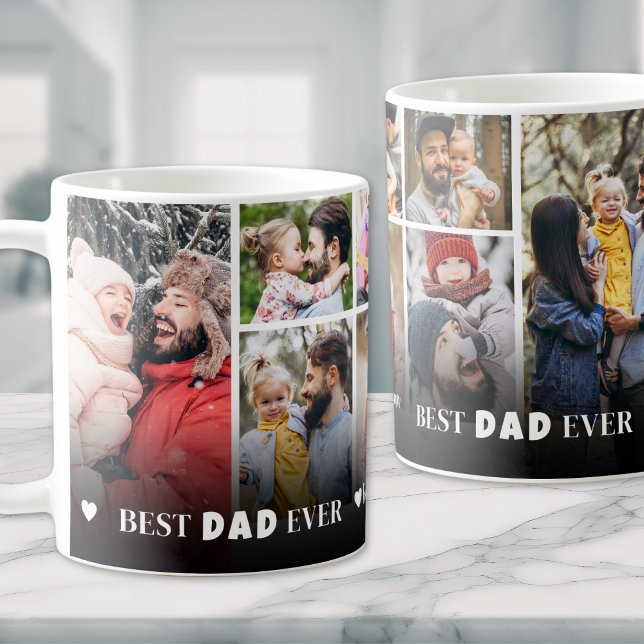 Best Dad Ever 8 Photo Collage Fathers Day Coffee Mug (Best Dad Ever 8 Photo Collage Fathers Day Coffee Mug)