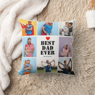 Best Dad Ever 8 Photo Collage Father's day Gift  Throw Pillow