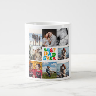 Best Dad Ever 8 Photo Custom Personalized Collage Giant Coffee Mug