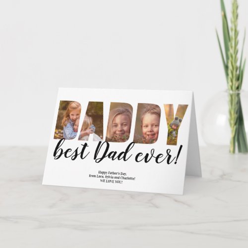 Best Dad ever 8 photos collage grid fathers day Card