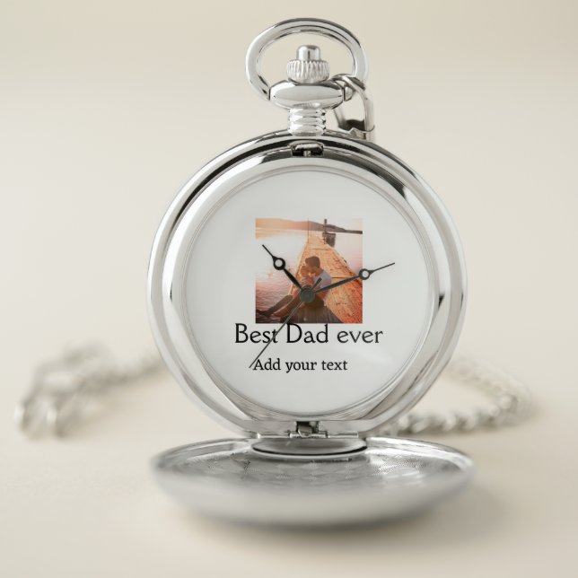 Best dad ever add name image fathers day text mess pocket watch (Inside)